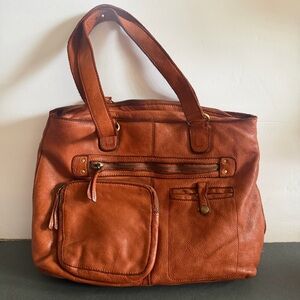 Women's Genuine Leather Brown Purse Front Pockets Shoulder Bag by Marta Ponty